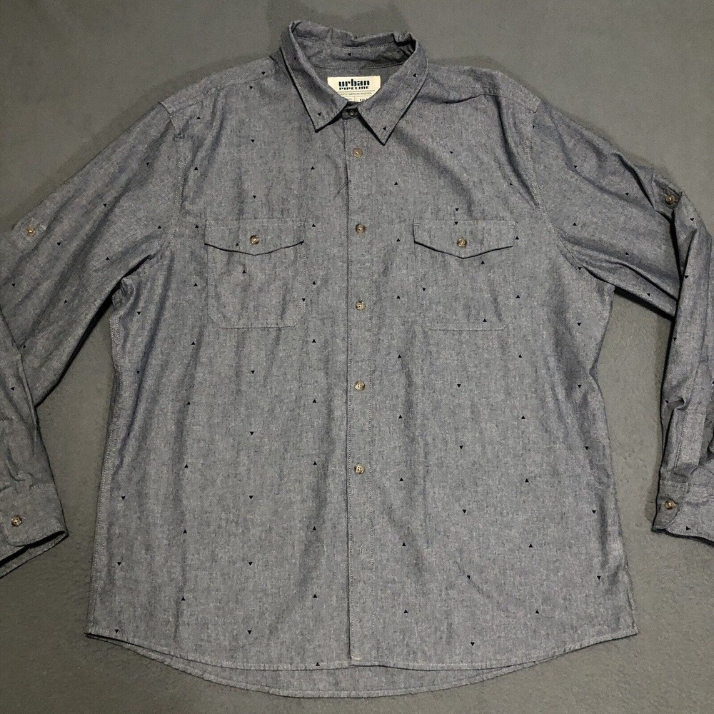 Urban Pipeline Button Up Shirt Mens XXL 2XL Blue Long Sleeve Collar‎
